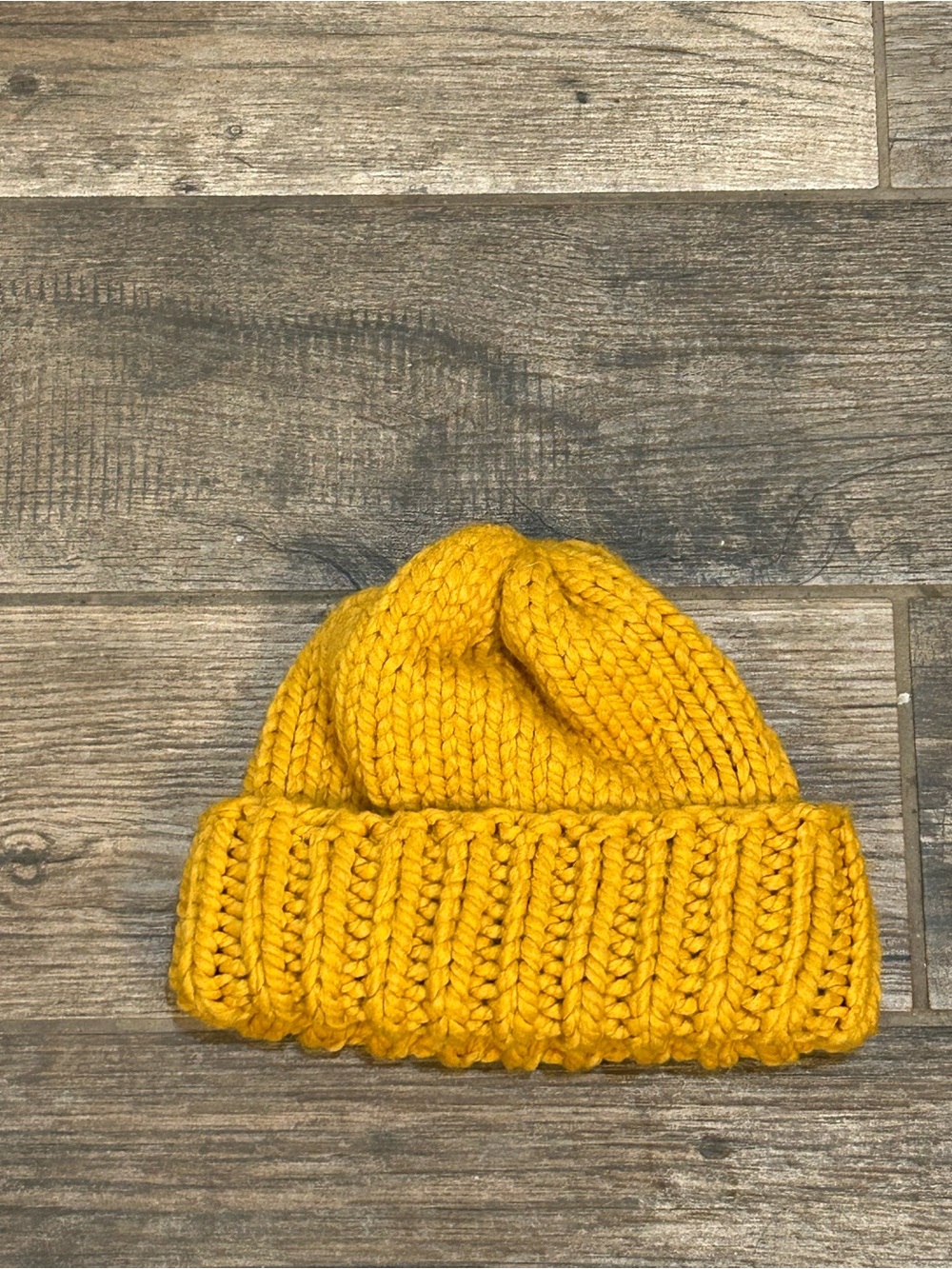 Handmade Cozy Mustard Handmade Wool Blend Chunky Beanie 11” NEW